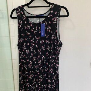 APT 9 Women's L Black Summer Dress Pink/Gray/White Wind-Whisper spots Sun dress